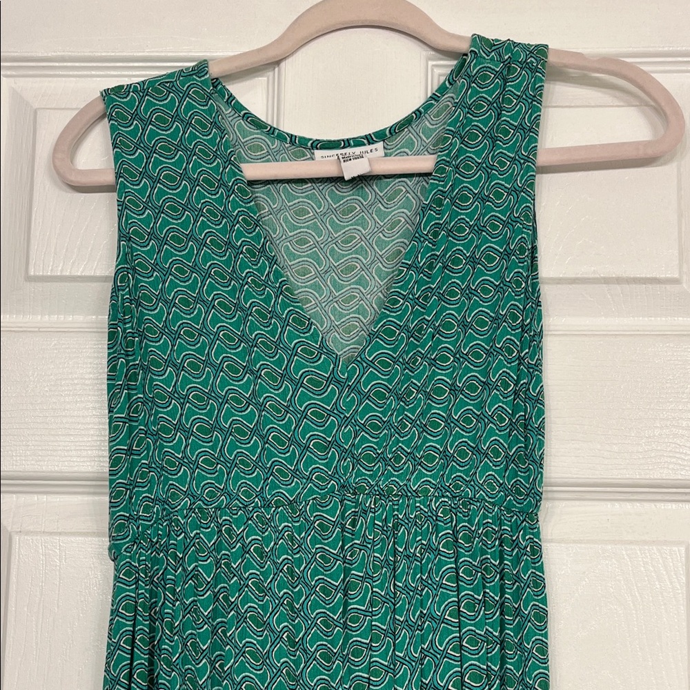 Sincerely Jules Green Patterned Sleeveless midi SunDress